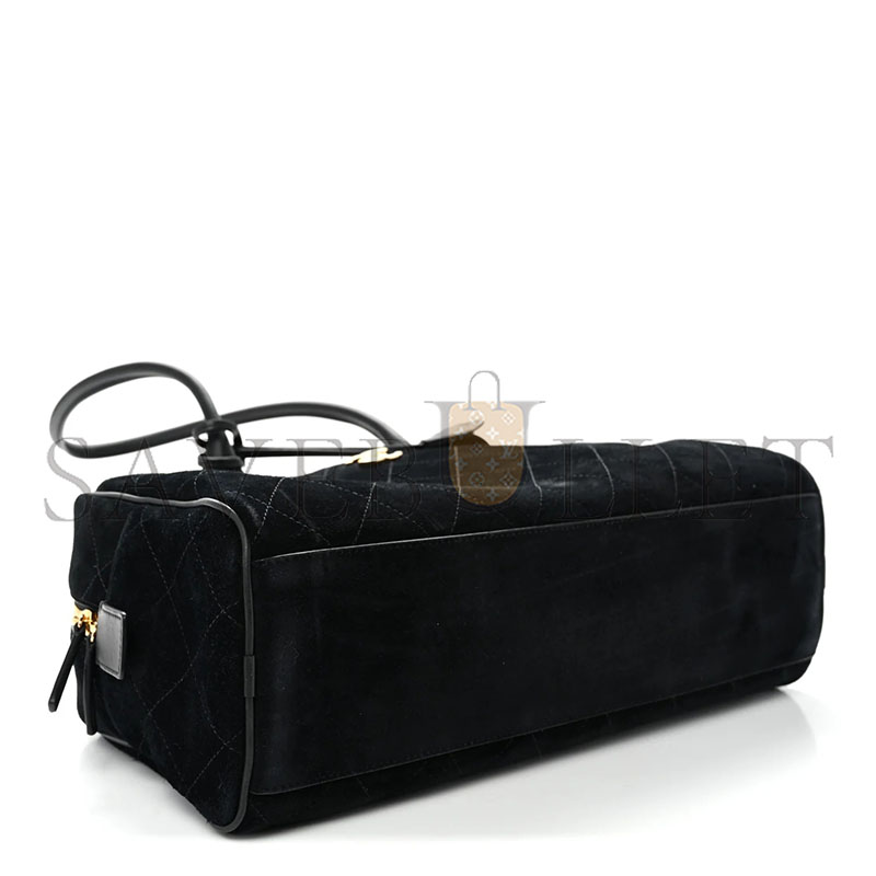 CHANEL MASTER SUEDE CALFSKIN LARGE PERFECT BOWLING BAG BLACK AS62110 (35.5*19*12.5cm)